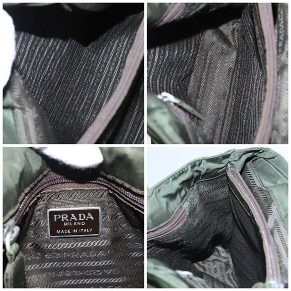 PRADA Hand Bag Nylon Khaki Silver Auth - Picture 15 of 16